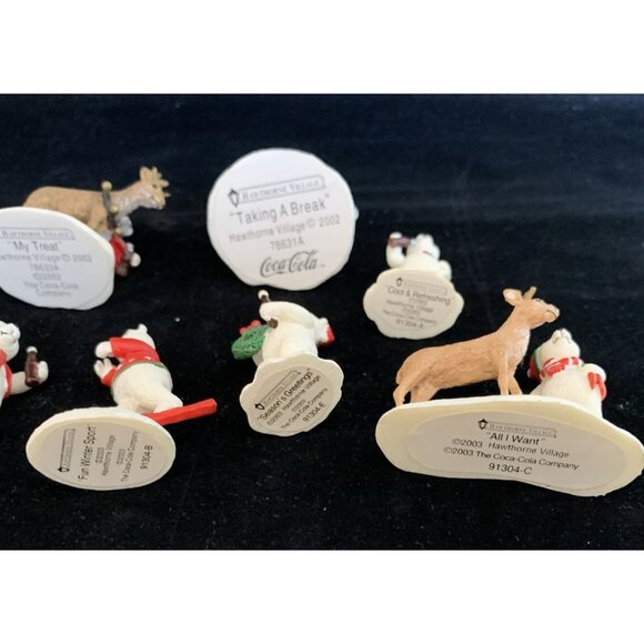 Lot of 12 Coca-Cola Hawthorne Village Figurines Polar Bears 2002 Miniature Vtg - Picture 8 of 11